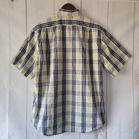 US Polo Assn. Men’s XL Plaid Short-Sleeve Shirt, 100% Cotton, Blue/White/Yellow - Picture 4 of 8